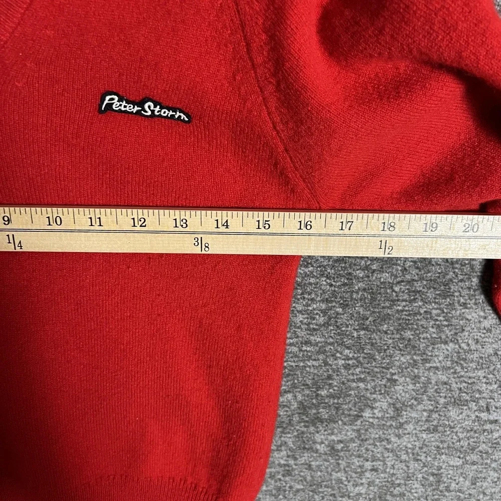 Peter Storm Sweater Mens Medium Red‎ V Neck 100% Pure New Wool Made Britain